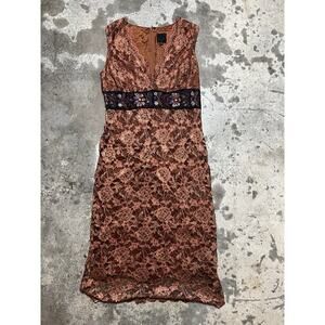 ANNA SUI Multi Color Knee Length‎ Dress Size 8 Made In USA